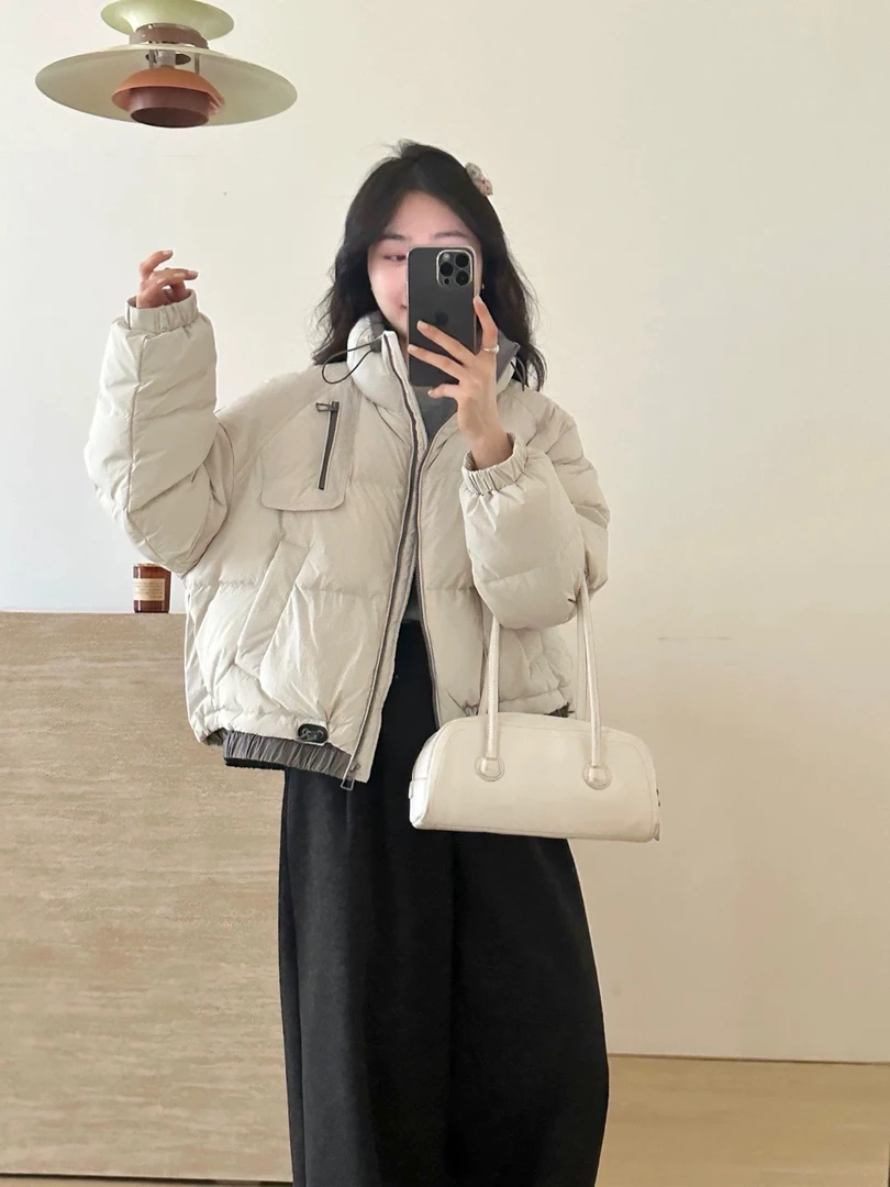 新疆包邮“温柔多巴胺”1973#赔钱清货no退衣长55 连帽拼色抽绳棉服