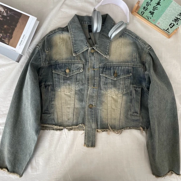 新疆包邮【衣长47】-9011#休闲百搭设计感牛仔外套