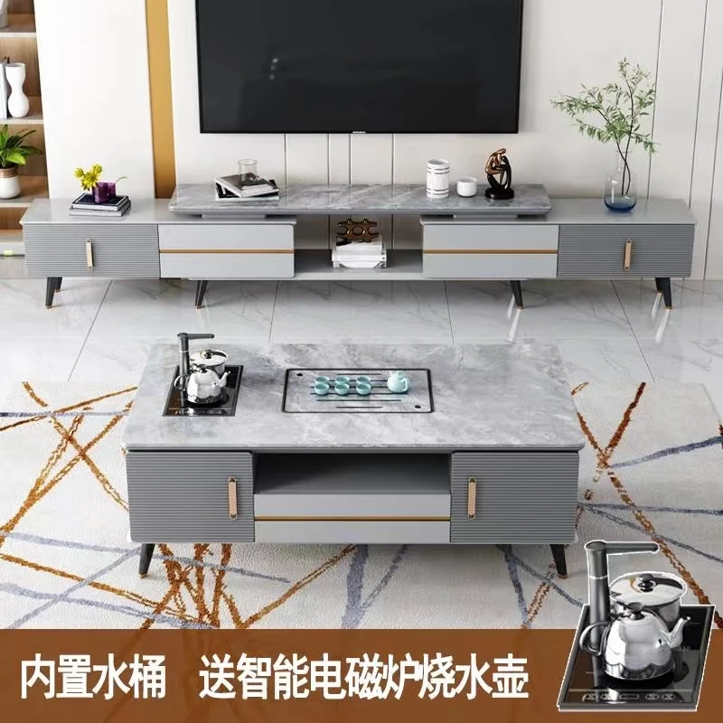 岩板功夫茶几茶桌智能一体轻奢客厅家用多功能自动泡茶电视柜组合