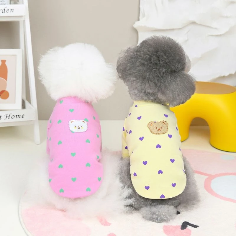 小狗衣服宠物服装狗狗服装秋冬新品泰迪小型犬打底衫爱心小熊薄款