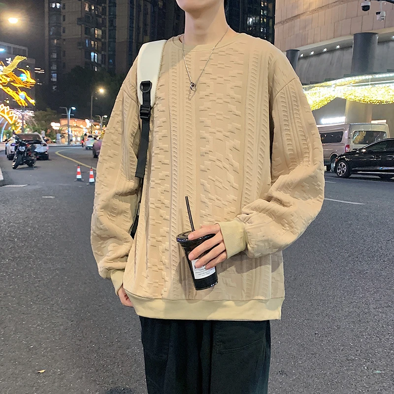 大码百搭男士新款长袖时尚百搭潮流春秋内搭卫衣打底衫男装上衣服