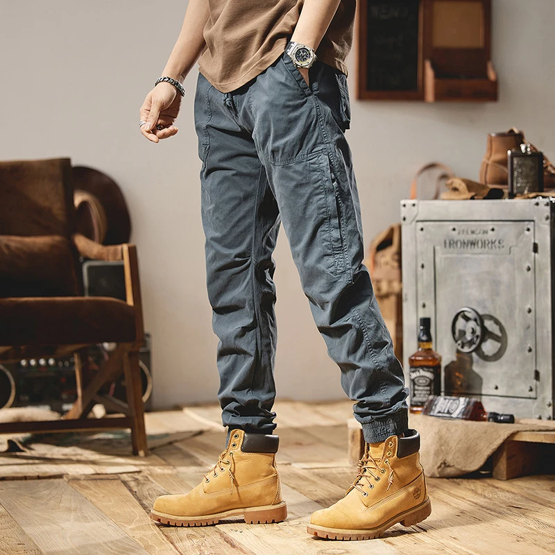 战术裤直筒户外休闲工装裤宽松长裤多口袋男士美式复古修身弹力