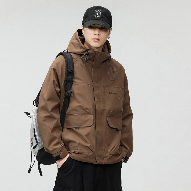 休闲宽松冲锋衣外套秋冬款潮牌外套百搭潮流户外时尚外套休闲男装
