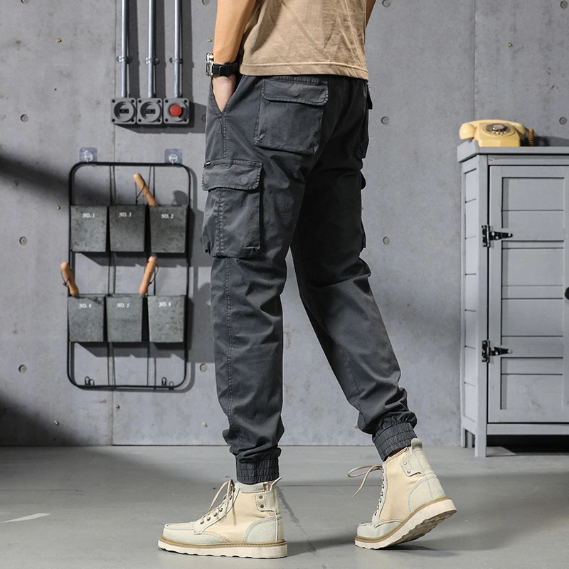 裤子男款夏季工装裤子男款工装长裤男百搭男薄款潮流休闲裤纯色