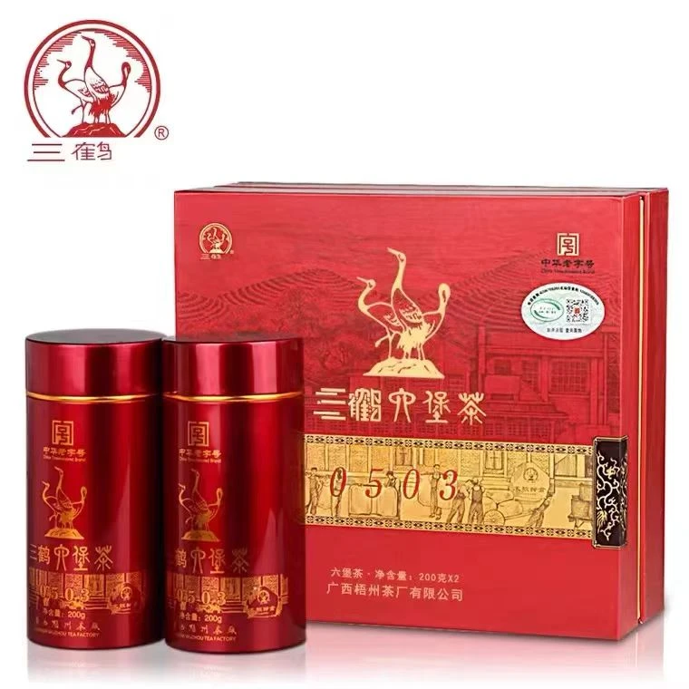 三鹤六堡茶【0503（2024）】特级2015年陈化陈香木宾榔香400克/盒正品