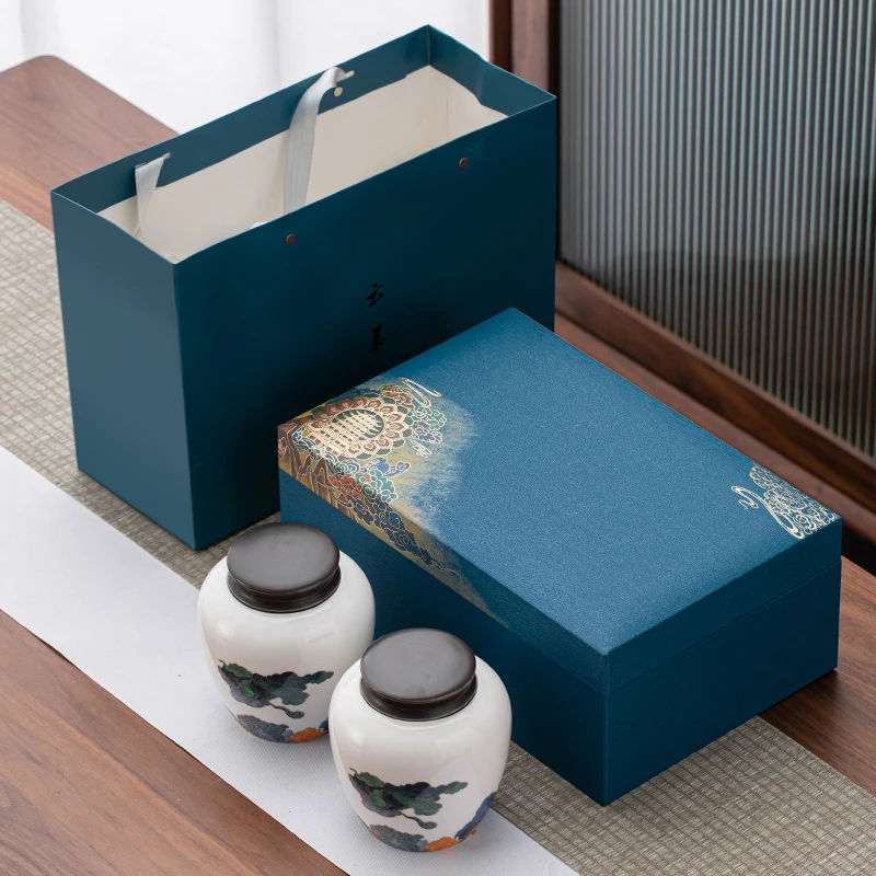 云慕茶叶罐陶瓷小号密封罐高档复古家用便携茶叶收纳罐礼盒装定制