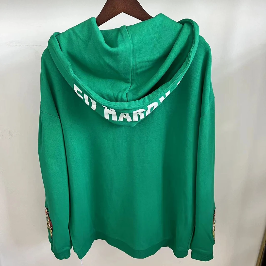 EX K-27 潮牌秋季情侣款袖口老虎重工刺绣连帽开衫卫衣 19388