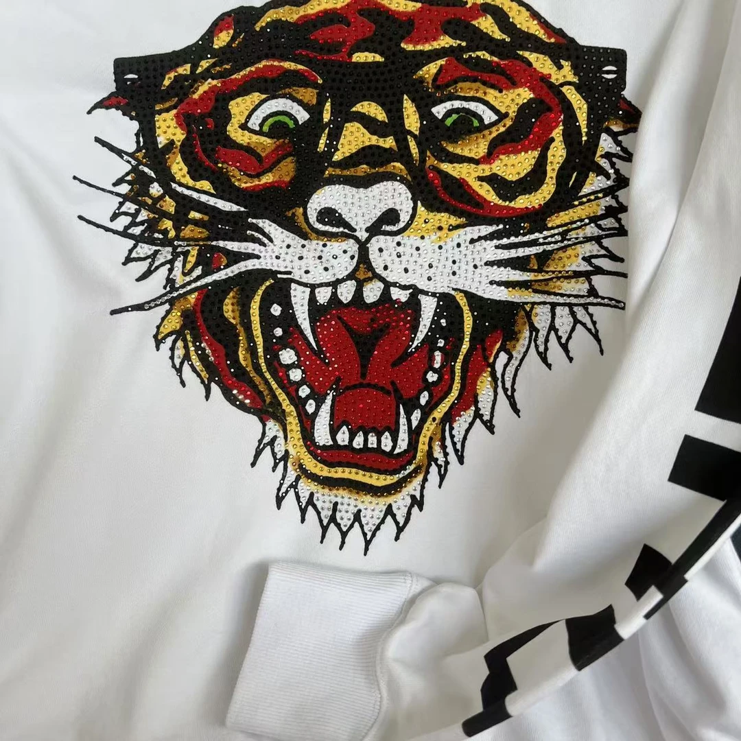 I-40 EH潮牌秋季情侣款虎头烫钻休闲长袖卫衣 YM214