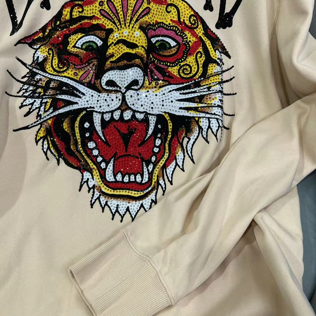 L-10 EH 潮牌秋季男款虎头烫钻休闲长袖卫衣 YM215