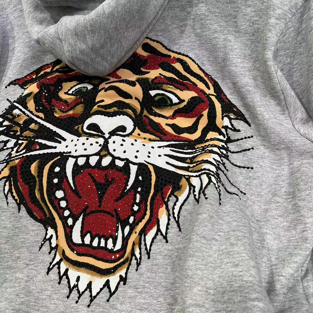 (2.20) K-17 EH潮牌秋季女款虎头烫钻时尚休闲连帽卫衣开衫 TW431