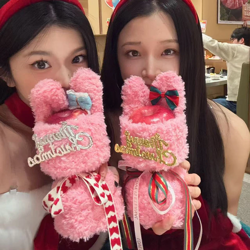 圣诞手工苹果花束成品花壳毛绒成品花壳苹果花壳平安夜平安果礼物