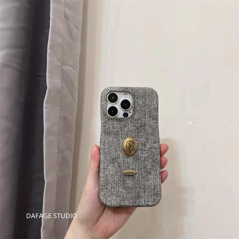 ins复古灰金属艺术11适用苹果14Promax手机壳12女13pro苹果15prom