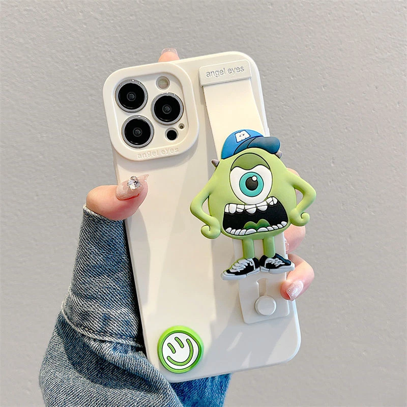 卡通大眼怪iPhone14promax苹果13pro手机壳11腕带14pro防摔12pro