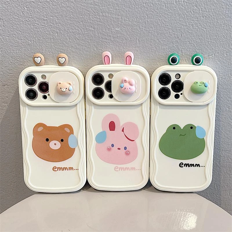立体可爱兔子卡通青蛙小众苹果14手机壳新款iphone13pro女11硅胶