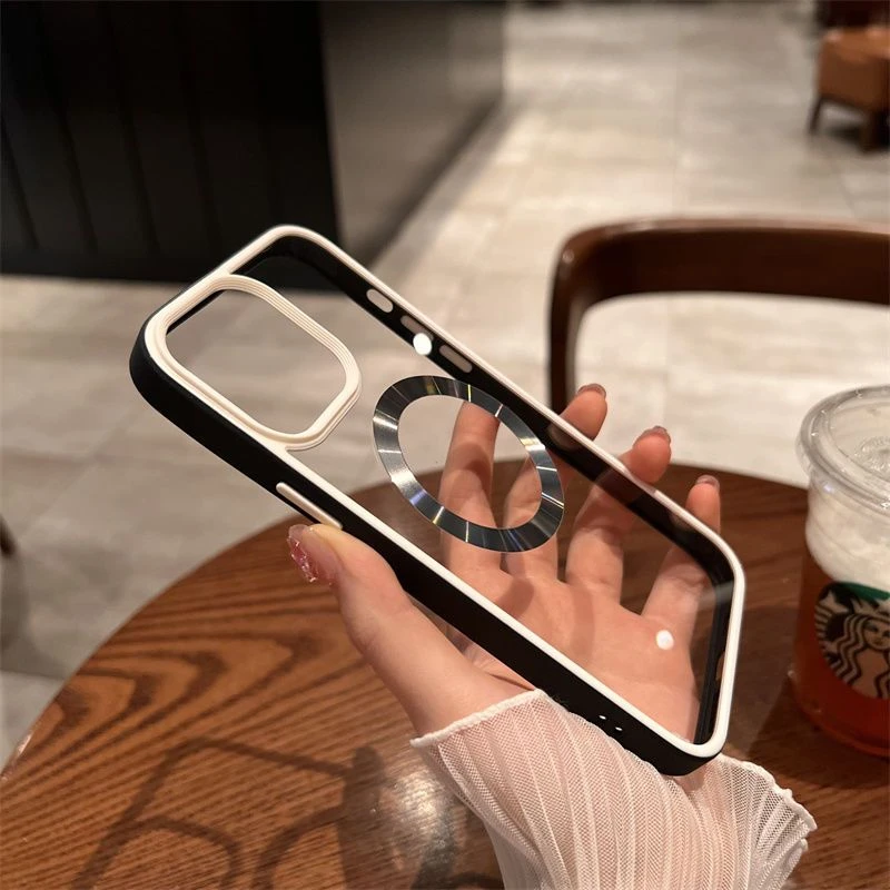 午夜黑Magsafe磁吸苹果14手机壳新款iPhone13promax高级感plus套