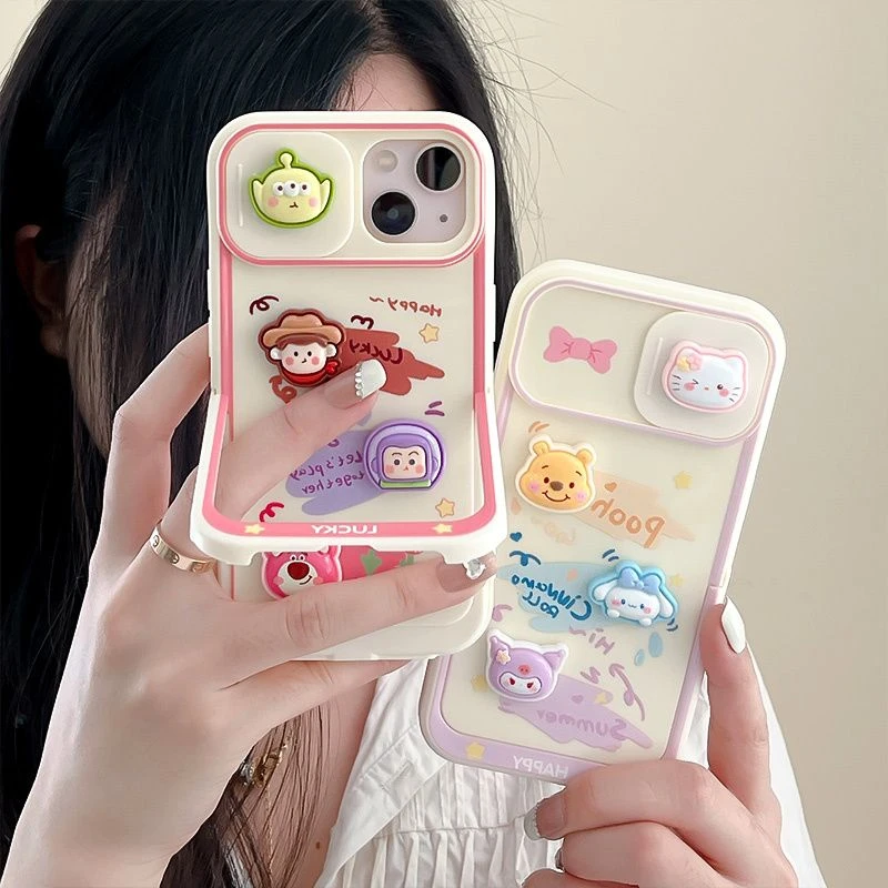 iPhone14promax手机壳苹果14新款13立体12卡通11隐形支架pm推拉窗