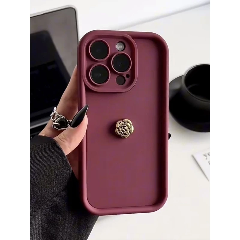 ins小众立体山茶花适用苹果14promax手机壳iPhone13软胶12/11新款