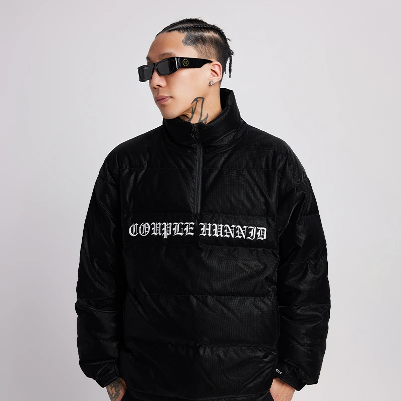 CoupleHunnid谢帝社区生活潮牌刺绣加厚保暖棉服休闲运动纯色外套