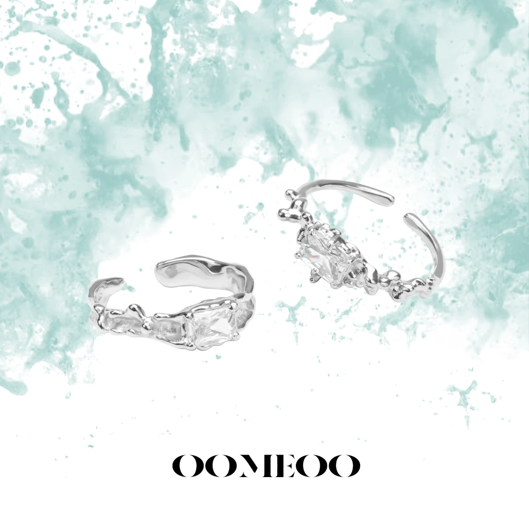 925银戒指 原创小众设计不规则戒指女锆石冷淡风ins潮可调节开口