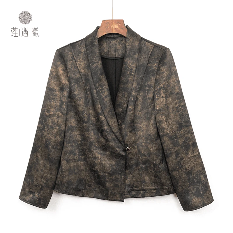 莲遇曦原创 非遗  重锻鎏金小西装桑蚕丝断码孤品女装ZQ24064-485