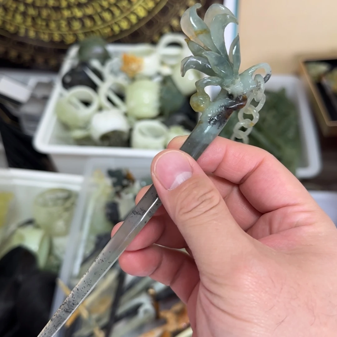 【闪购商品】岫玉发饰未镶嵌