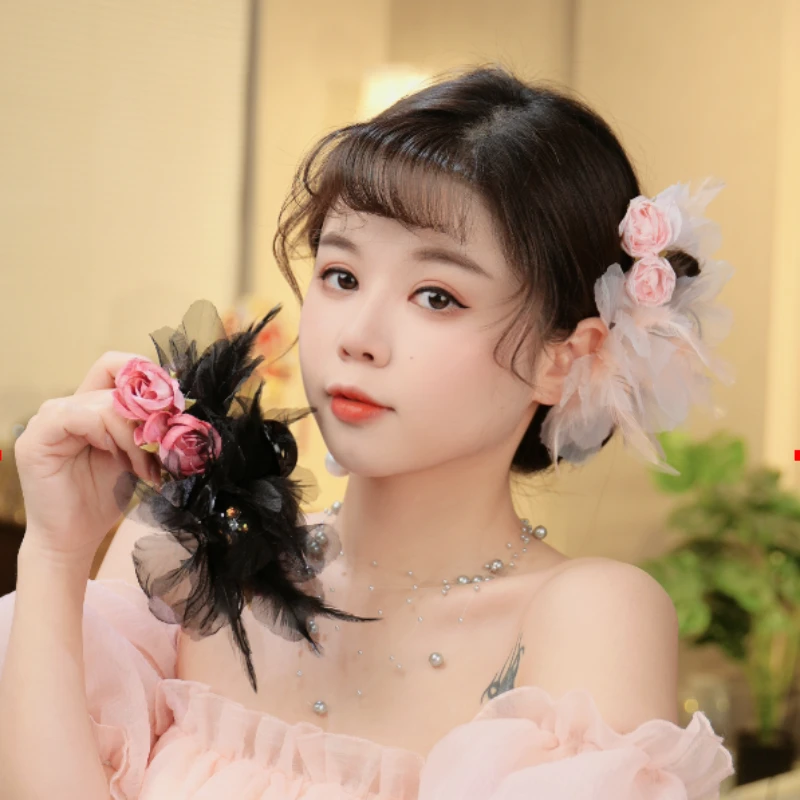 （弗洛伊德）F87高级感古风羽毛抓夹新款可爱发量多后脑勺夹鲨鱼夹