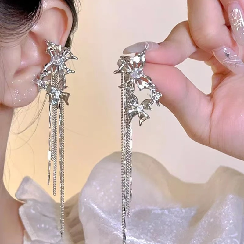 铜合金耳饰 （蝶恋花)A32606超仙蝴蝶流苏耳骨夹百搭设计耳饰耳环