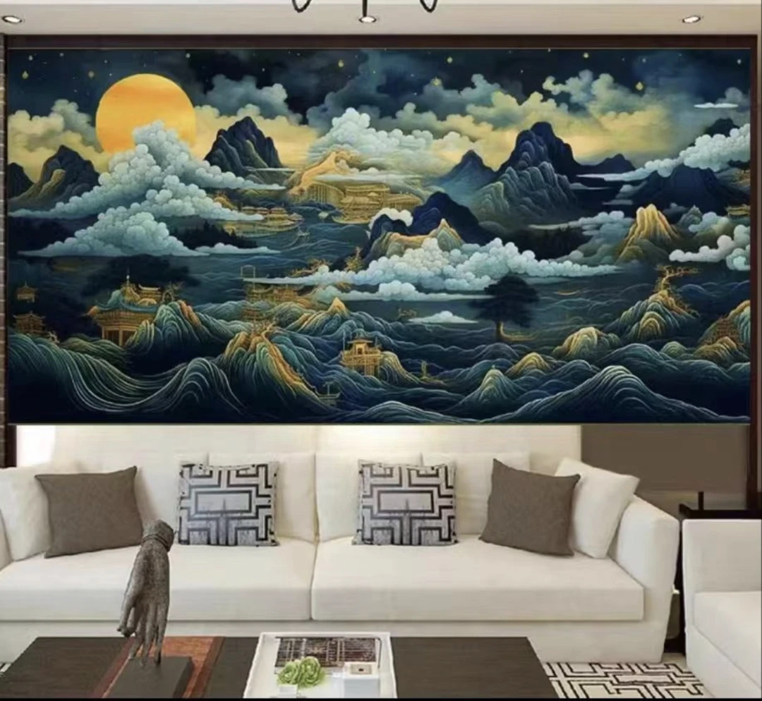 手工款十字绣：碧海苍穹300✖️100大格四股线