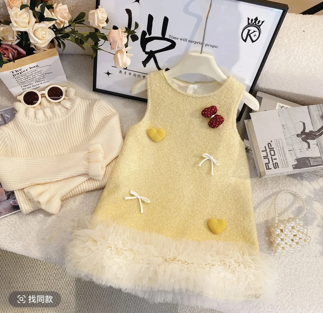 【天鹅之梦】设计师款女童娃娃领洋气保暖百褶公主裙套装-S65015