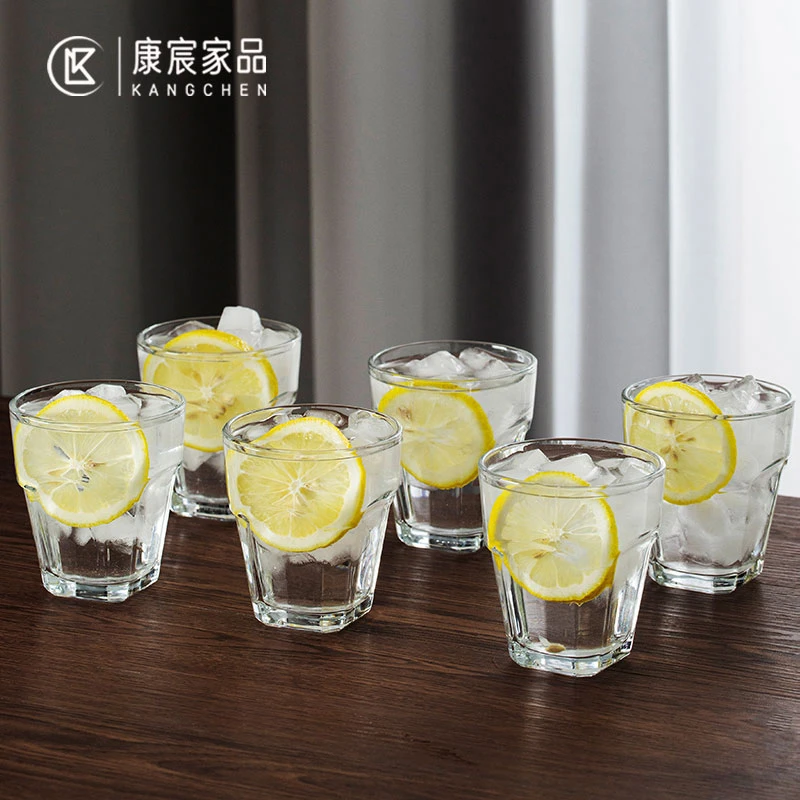 康宸家品轻奢透明家用创意简约加厚喝水杯钻石菱形凉水杯6只装