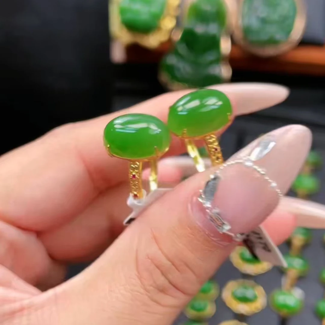 【一夕珠宝】18K和田玉蛋面戒指丨天然玉石丨多样性发一