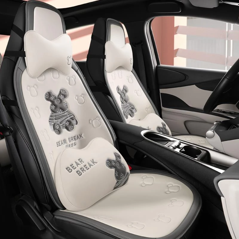 卡通款皮革汽车坐垫四季通用三件套一体式运动连体座椅套透气单片