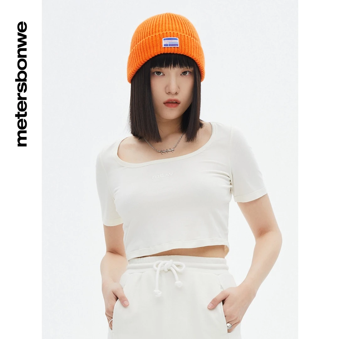 美特斯邦威新基本印花方领T恤女春季时尚百搭上衣708515
