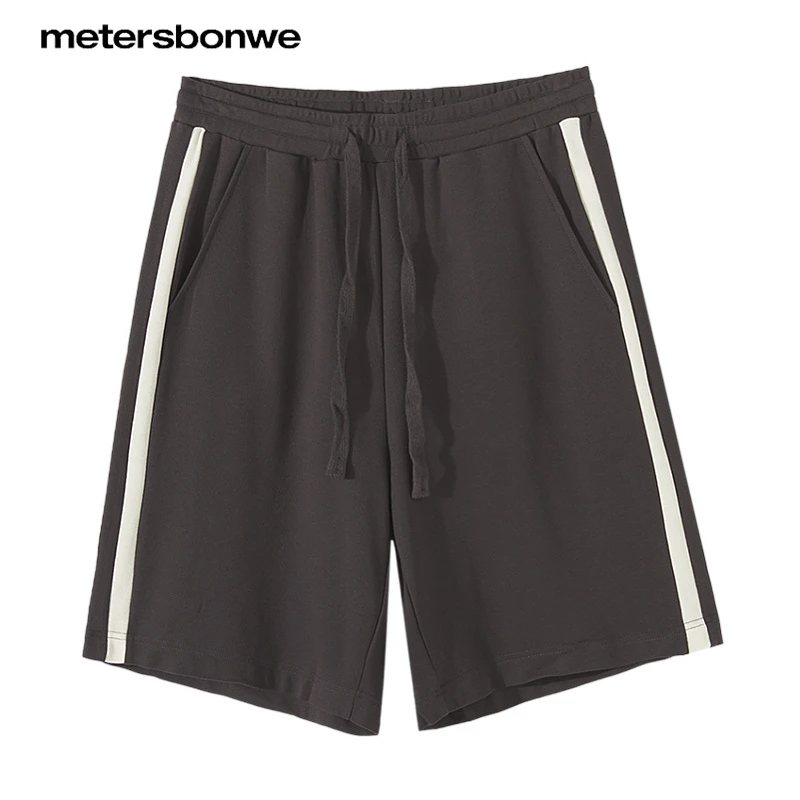 美特斯邦威短裤男士条纹夏季百搭装饰针织男款纯色五分裤750452