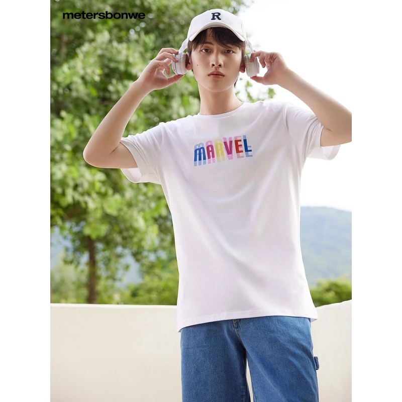 美特斯邦威短袖T恤男夏季新款彩色字母印花百搭男士体恤618169
