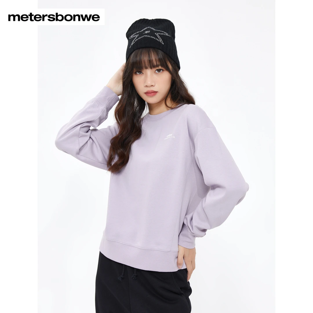 美特斯邦威卫衣女款春秋时尚简约时尚圆领印花休闲套头上衣727644