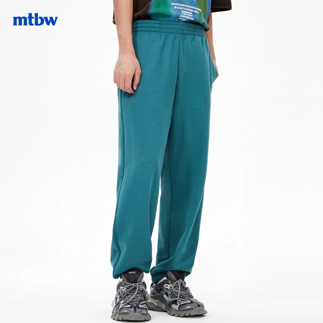 美特斯邦威卫裤男女同款百搭针织春季宽松休闲束脚运动长裤750200