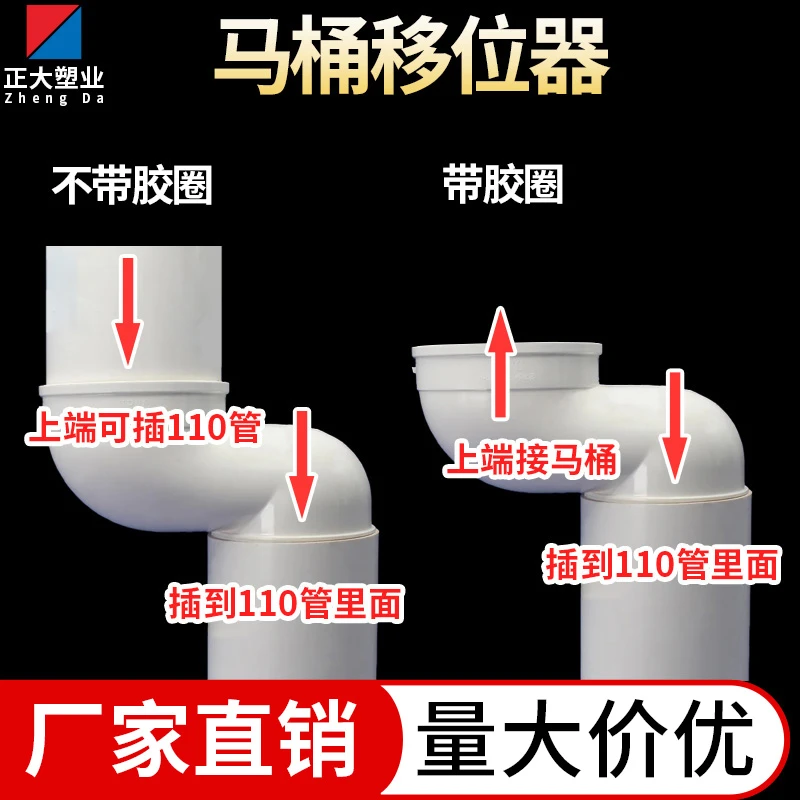马桶移位器挖地坐便下水圆管防堵110管厕所家用加长可调位坐便器