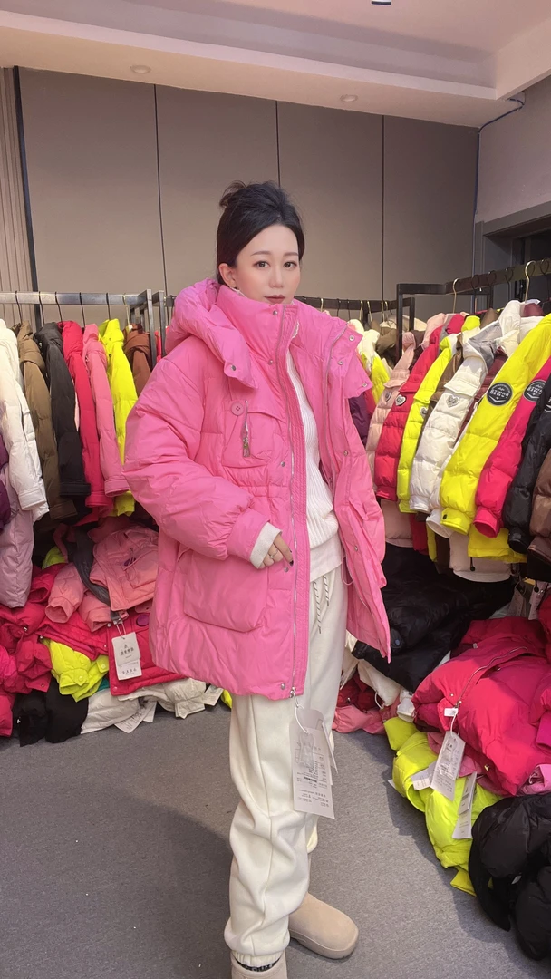 【佳姐9921】时尚百搭好看连帽宽松白鸭绒加厚保暖羽绒服