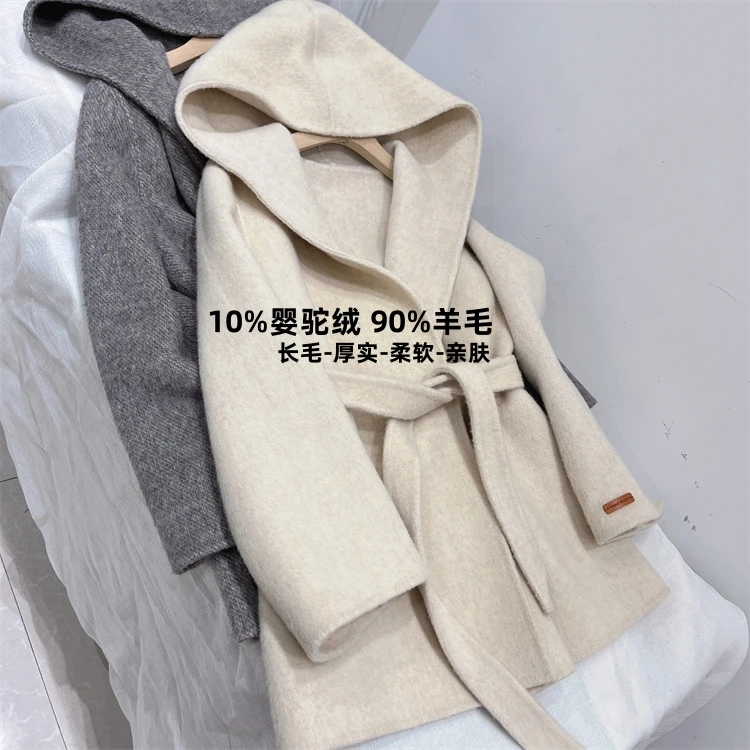 8872【婴驼绒】长毛风格~手工缝制-厚-轻保暖好双面呢羊绒大衣外套