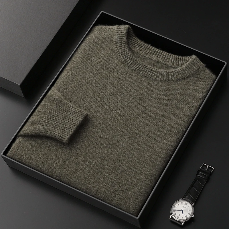 有品味有质感有温度戎美纯羊绒衫男圆领加厚针织毛衣男打底衫