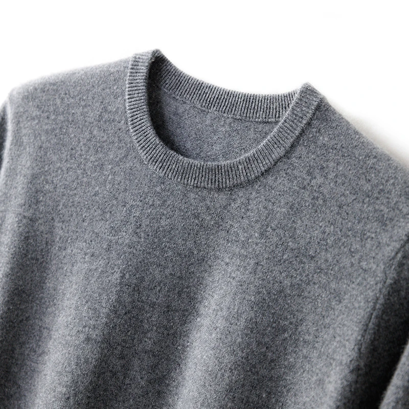 沃绒华高端轻奢男精纺羊绒衫纯羊绒圆领短袖t恤针织衫打底衫