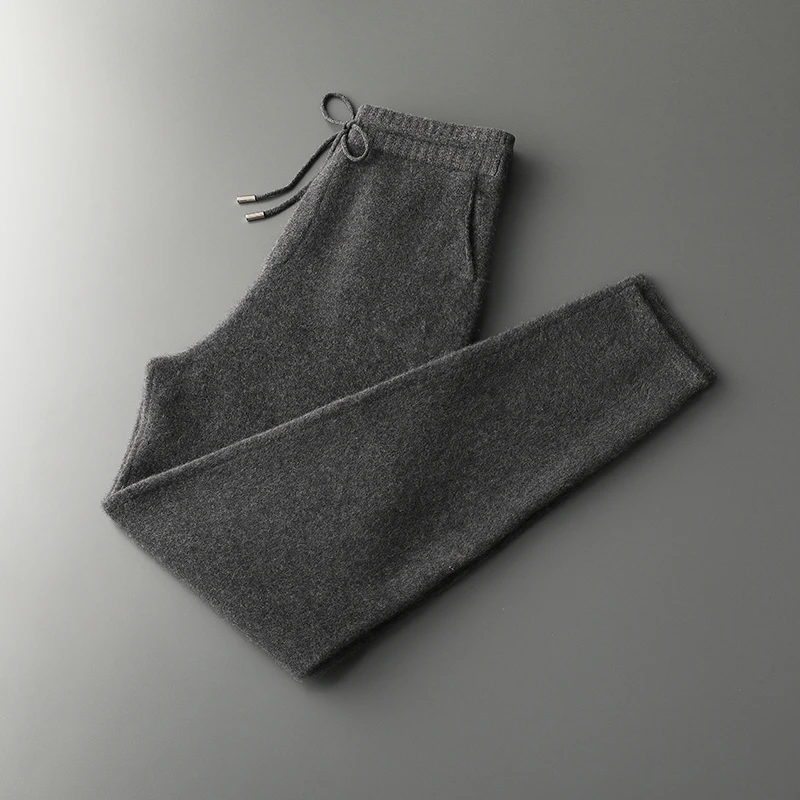 沃绒华男装秋冬季新款戎美纯羊绒裤外穿休闲运动保暖中腰羊绒裤