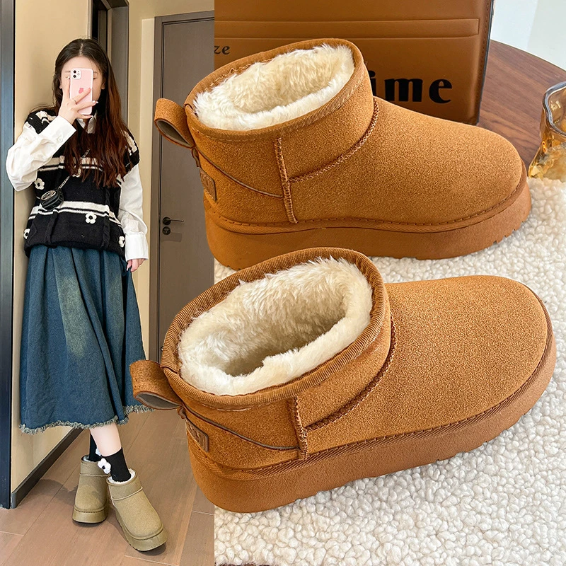 雪地靴女2024新款冬季棉鞋女生加绒防滑保暖加厚时尚百搭短筒棉鞋