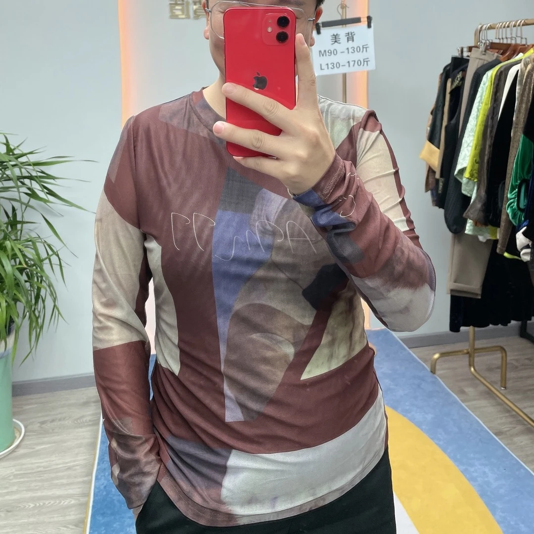 弹力网纱打底衫S880568