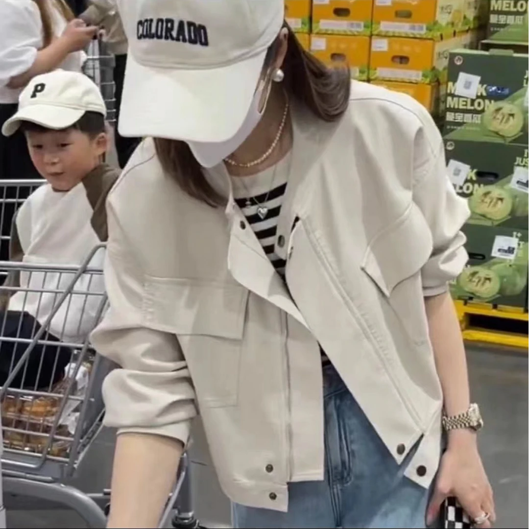 2025春季短款新品女皮衣外套皮夹克外套7790