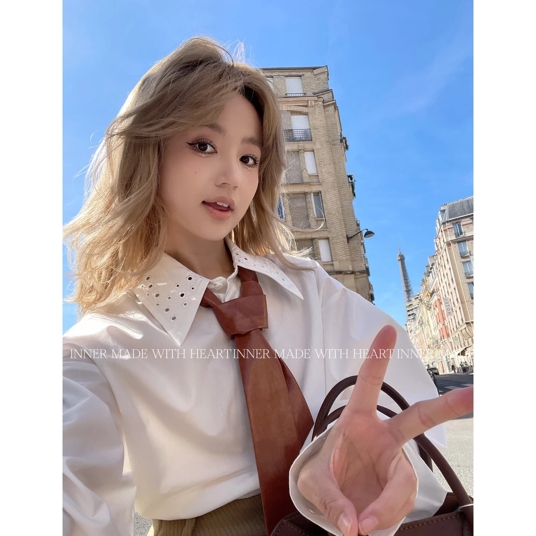 尹小乐INNER【拉普广场领带】法式甜美长袖衬衫上班族通勤风