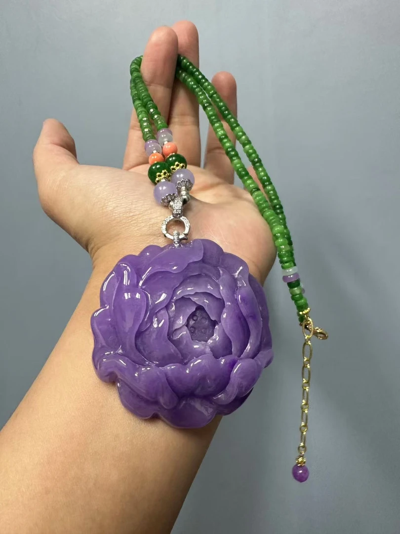 高货紫色大花项链吊坠