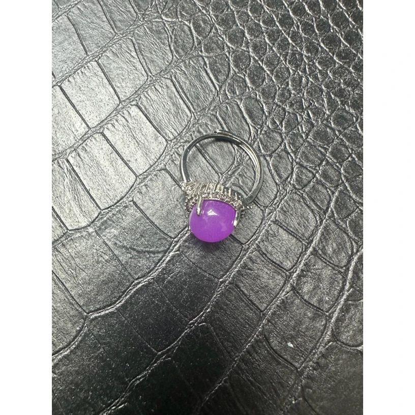 翡翠紫翡s925小蛋面戒指