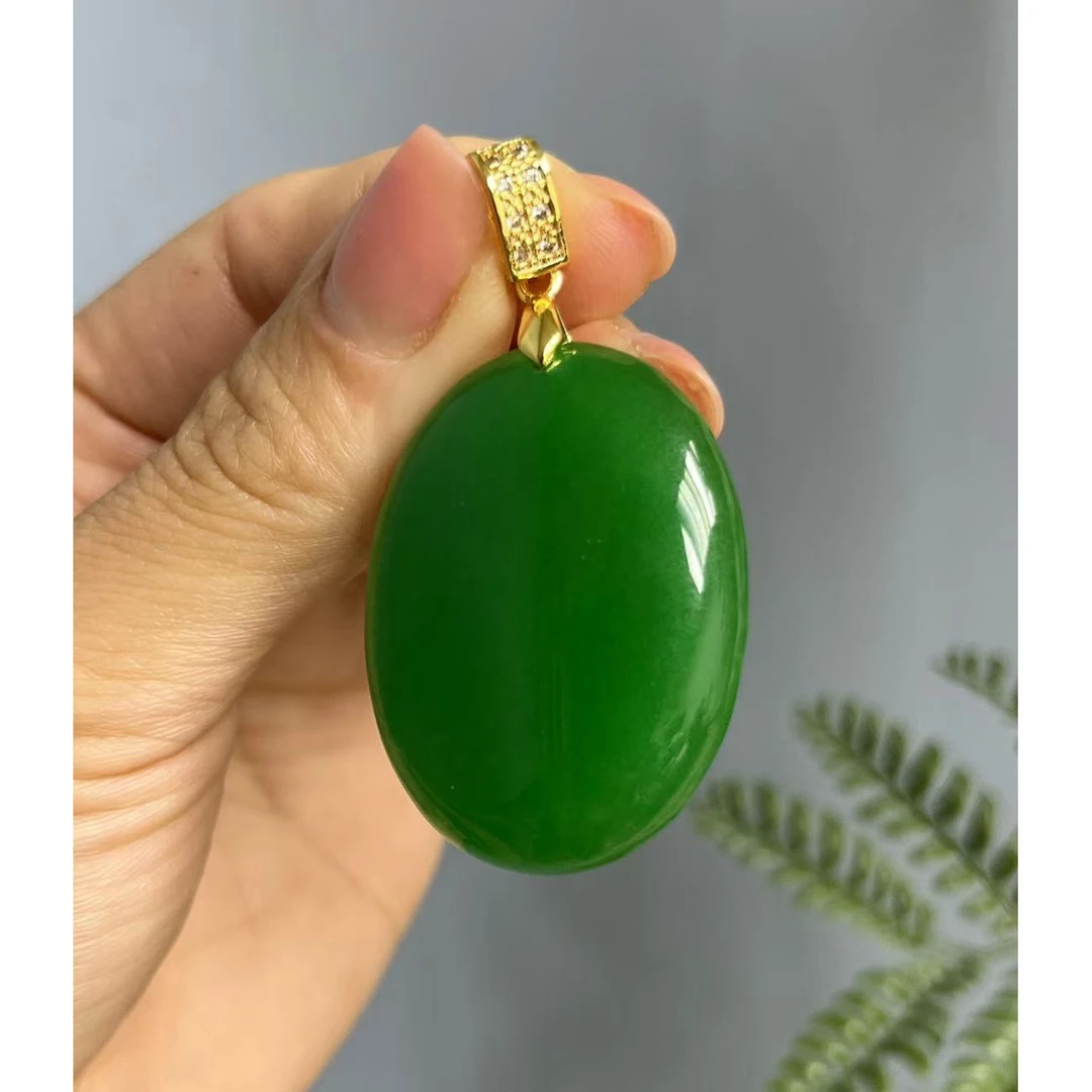 翡翠14k椭圆形大蛋面吊坠